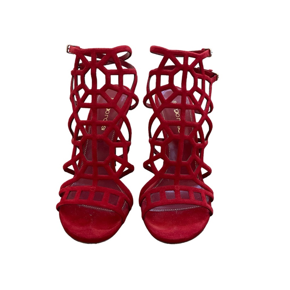 Sergio Rossie red suede high heel sandals - Picture 2 of 6